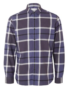 SELECTED HOMME Marškiniai 'REGOWEN' indigo spalva / tamsiai violetinė / balta