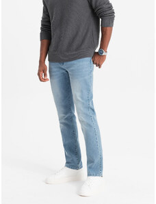 Ombre Clothing Vyriškos džinsinės kelnės STRAIGHT LEG - šviesiai mėlynos V2 OM-PADP-0133