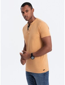 Ombre Clothing Vyriški marškinėliai su sagomis - garstyčių melanžas V3 S1390
