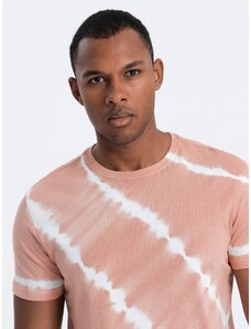 Ombre Clothing TIE DYE vyriški medvilniniai marškinėliai - rožinės spalvos V2 S1622