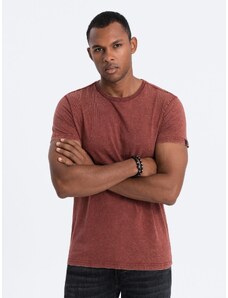 Ombre Clothing Vyriški marškinėliai su ACID WASH efektu - raudoni V3 S1638