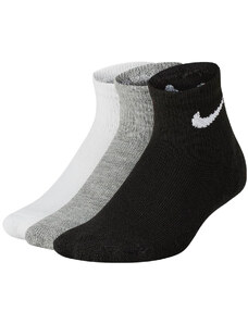 Nike Kojinės Vaikams Basic Pack Qtr 3Pk Black Grey White UN0026 W2F