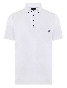 DENIM CULTURE Marškinėliai 'Hampus' tamsiai mėlyna / balta
