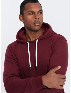 Ombre Clothing Vyriškas megztinis be pamušalo su gobtuvu - bordo spalvos V7 OM-SSBN-0120