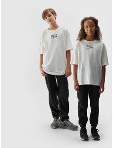 4F Vaikiški T-shirt marškinėliai su užrašu - balkšvi