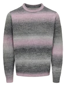Only & Sons Megztinis 'TIMBER' tamsiai pilka / rausvai violetinė spalva