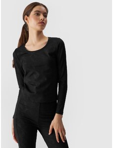 4F Moteriški Longsleeve slim marškinėliai su allover grafika - juodi