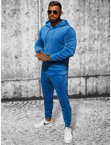 Mėlyna vyriškas veliūrinis sportinis kostiumas OZONEE JS/8C1171/17