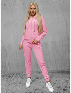 Pudrinis rožinis moteriškas veliūrinis sportinis kostiumas OZONEE JS/8C1176/38
