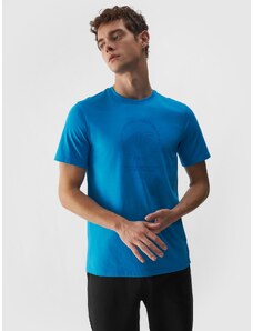 4F Vyriški T-shirt marškinėliai iš organinės medvilnės su grafika - mėlyni