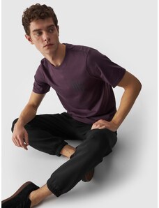 4F Vyriški T-shirt marškinėliai iš organinės medvilnės su grafika - violetiniai