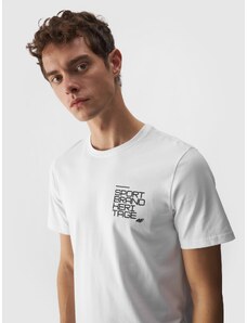 4F Vyriški T-shirt marškinėliai iš organinės medvilnės su grafika - balti