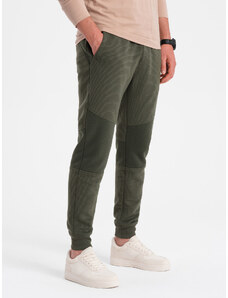 Ombre Clothing Vyriškos sportinės kelnės su tamsiai alyvuogių žalios spalvos įdėklais V3 OM-PASK-0127