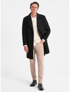 Ombre Clothing Vyriškas paltas su pamušalu - juodas V4 OM-COWC-0107