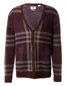 LEVI'S  Kardiganas 'Fluffy Sweater Cardigan' pilka / tamsiai violetinė / vyno raudona spalva