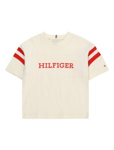 TOMMY HILFIGER Marškinėliai 'Monotype Varsity' smėlio spalva / raudona