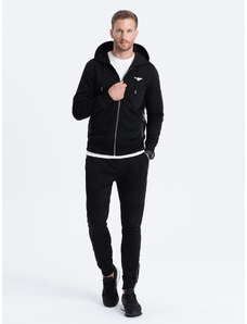 Ombre Clothing Vyriško sportinio kostiumo komplektas - užtrauktuku užsegamas džemperis ir kelnės - juodas V3 Z70