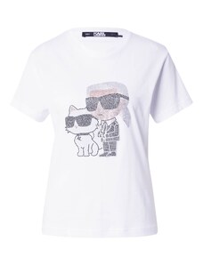 Karl Lagerfeld Marškinėliai 'Ikonik 2.0' kūno spalva / sidabro pilka / juoda / balta