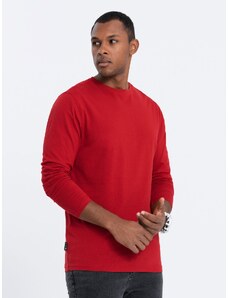 Ombre Clothing BASIC vyriški marškinėliai ilgomis rankovėmis su apvalia iškirpte - raudoni V5 OM-LSBL-0106
