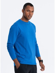 Ombre Clothing BASIC vyriški marškinėliai ilgomis rankovėmis su apvalia iškirpte - mėlyni V9 OM-LSBL-0106