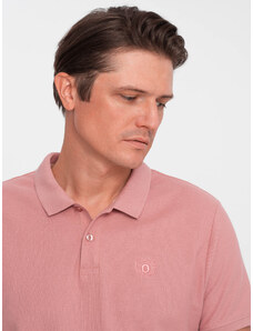 Ombre Clothing Vyriški pique trikotažo polo marškinėliai - rožinės spalvos V7 S1374