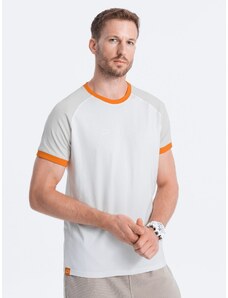 Ombre Clothing Vyriški medvilniniai marškinėliai "Reglan" - pilka ir balta V2 S1623
