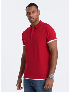Ombre Clothing Vyriški medvilniniai polo marškinėliai - raudoni V2 OM-POSS-0113