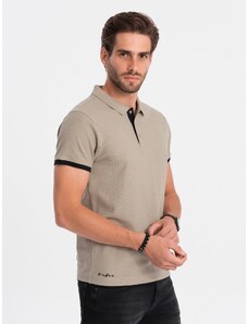 Ombre Clothing Vyriški medvilniniai polo marškinėliai - šviesiai rudi V5 OM-POSS-0113