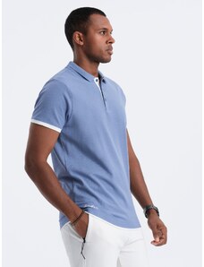 Ombre Clothing Vyriški medvilniniai polo marškinėliai - džinsiniai V3 OM-POSS-0113