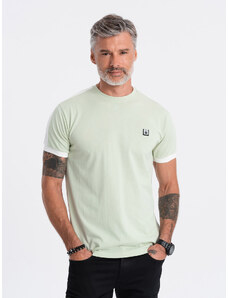 Ombre Clothing Vyriški medvilniniai marškinėliai su kontrastingais intarpais - šviesiai mėtų spalvos V9 S1632
