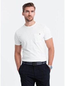 Ombre Clothing Vyriški trikotažiniai marškinėliai su kišenėmis - ecru V7 S1621