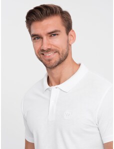 Ombre Clothing Vyriški pique trikotažo polo marškinėliai - balti V4 S1374