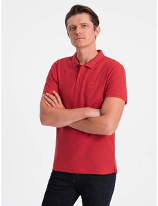Ombre Clothing Vyriški trikotažiniai polo marškinėliai - tamsiai raudoni V14 S1374