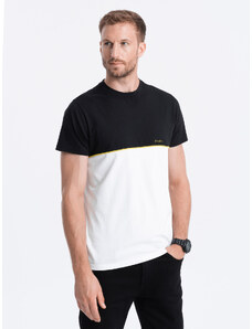 Ombre Clothing Vyriški dviejų spalvų medvilniniai marškinėliai - juoda ir balta V2 S1619