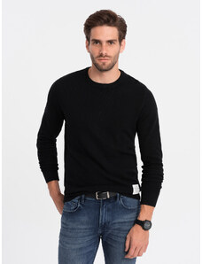 Ombre Clothing Vyriškas tekstūruotas džemperis su pusiau apvalia iškirpte - juodas V4 OM-SWSW-0104