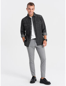 Ombre Clothing Vyriški džinsiniai marškiniai su kišenėmis - juodi V3 OM-SHDS-0115