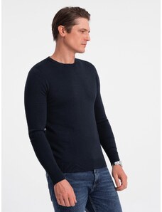 Ombre Clothing Klasikinis vyriškas džemperis su apvalia iškirpte - tamsiai mėlynas V9 OM-SWBS-0106