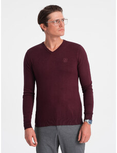 Ombre Clothing Elegantiškas vyriškas džemperis su iškirpte - bordo spalvos V13 OM-SWBS-0107
