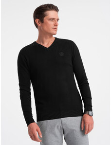 Ombre Clothing Elegantiškas vyriškas džemperis su iškirpte - juodas V1 OM-SWBS-0107