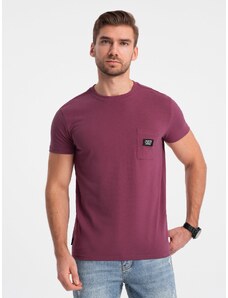 Ombre Clothing Vyriški laisvalaikio marškinėliai su kišenėmis - tamsiai rožinės spalvos V5 OM-TSCT-0109