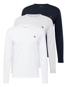 Abercrombie & Fitch Marškinėliai tamsiai mėlyna / ruda / margai pilka / balta