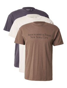 Abercrombie & Fitch Marškinėliai kremo / ruda / tamsiai pilka