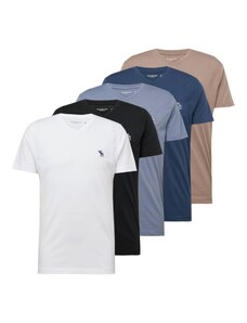 Abercrombie & Fitch Marškinėliai melsvai pilka / tamsiai mėlyna / šviesiai ruda / juoda / balta
