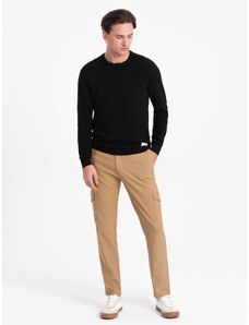 Ombre Clothing Vyriškos kelnės REGULAR su krovininėmis kišenėmis - šviesiai rudos spalvos V4 OM-PACG-0178