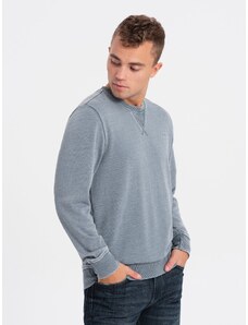 Ombre Clothing Skalbti vyriški džemperiai su dekoratyvinėmis siūlėmis ties iškirpte - šviesiai mėlyni V3 OM-SSDS-0131
