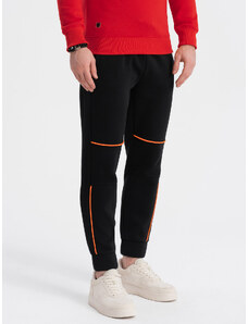 Ombre Clothing Vyriškos sportinės kelnės su kontrastinėmis siūlėmis - juodos V1 OM-PASK-0145