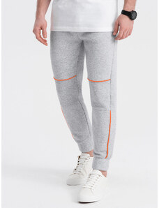 Ombre Clothing Vyriškos sportinės kelnės su kontrastinėmis siūlėmis - pilkas melanžas V3 OM-PASK-0145