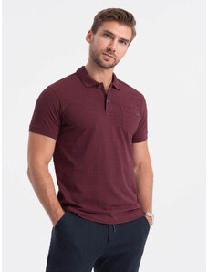 Ombre Clothing Vyriški polo marškinėliai su dekoratyvinėmis sagomis - bordo spalvos V6 S1744