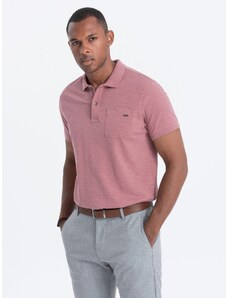 Ombre Clothing Vyriški polo marškinėliai su dekoratyvinėmis sagomis - išblukusios rožinės spalvos V4 S1744