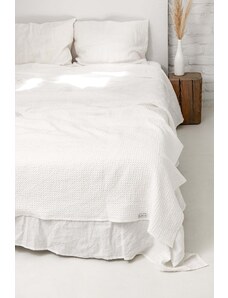 AmourLinen Linen waffle bed throw in White
